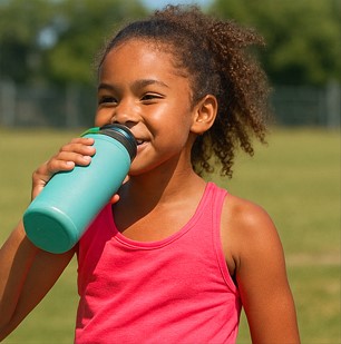 Kid cooling off at practice